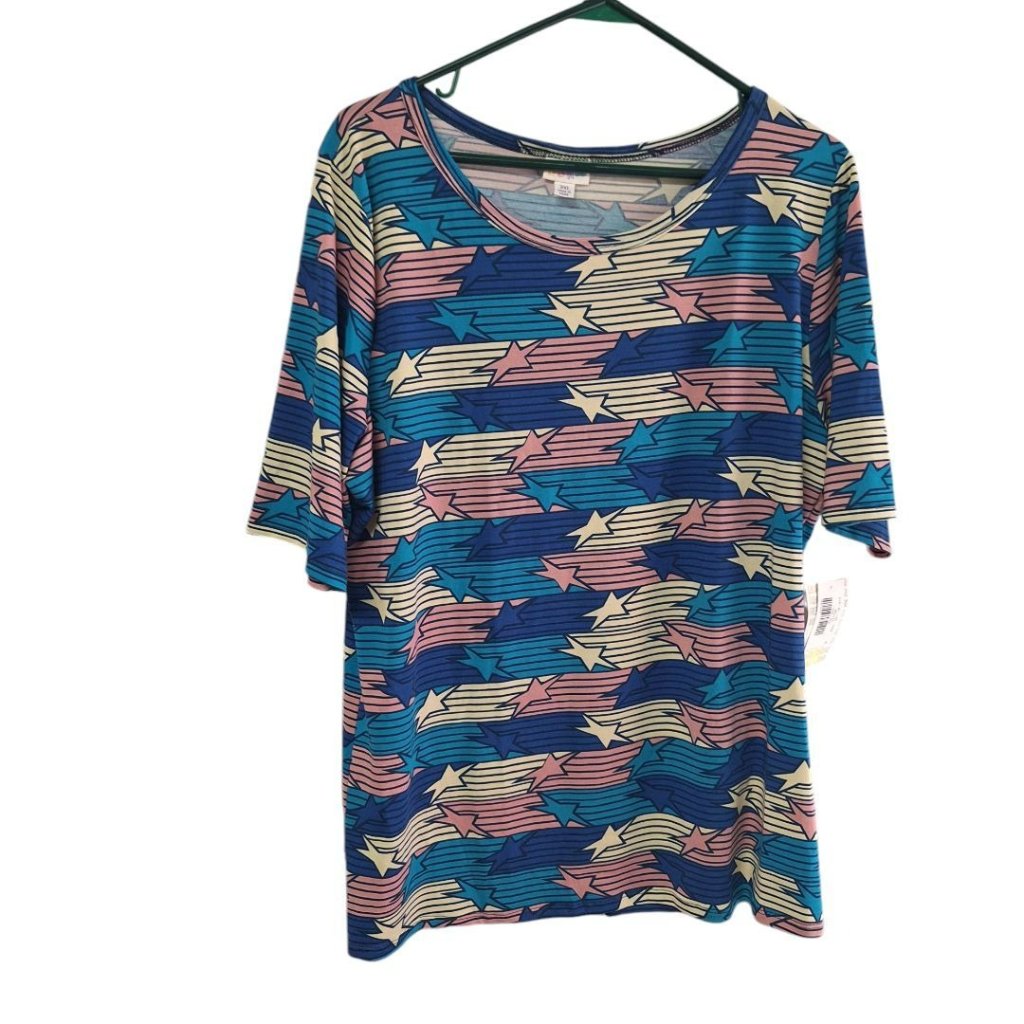 Lularoe Gigi Short Sleeve Top Womens Plus 3x Pink Blue Soft